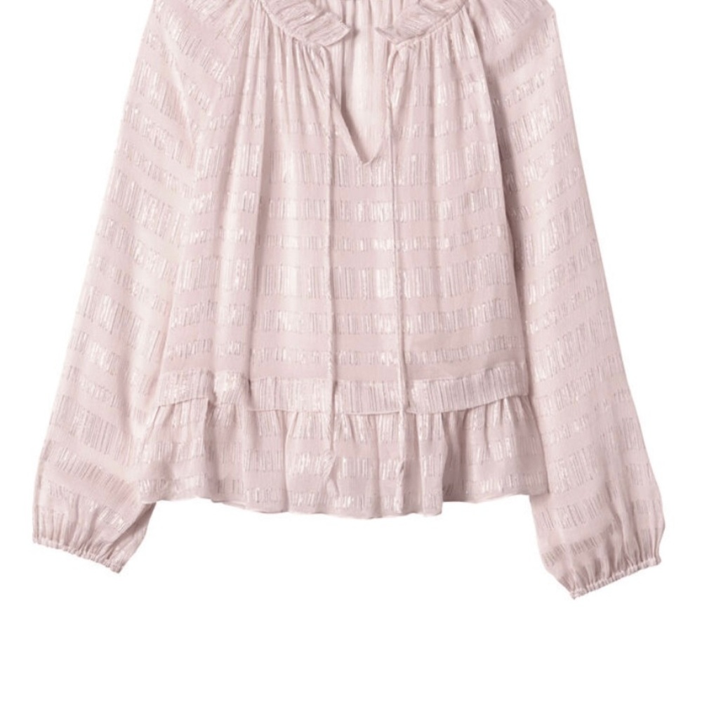 Rebecca Taylor Long Sleeve Lurex Clip Top - Picture 2 of 8